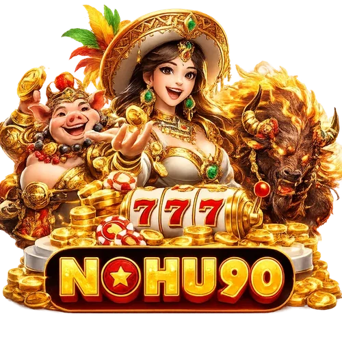 Banner NOHU90 với máy slot 777 và tiền vàng